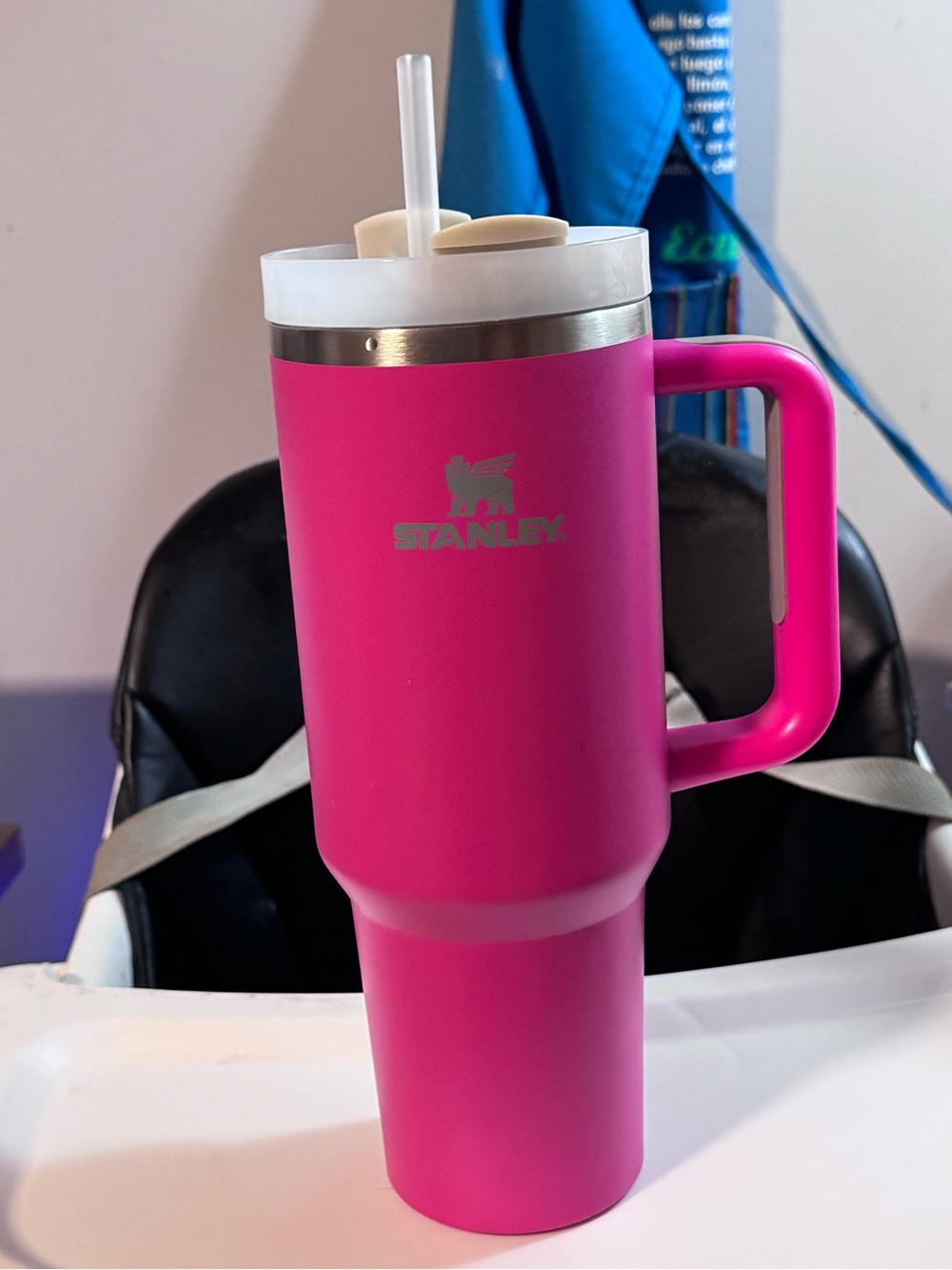 Stanley Hot Pink Travel Tumbler with Handle and Lid